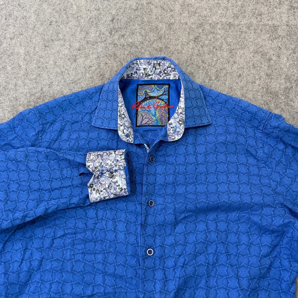 Robert Graham Blue Geometric Classic Fit Button Down Shirt Men's Size Medium